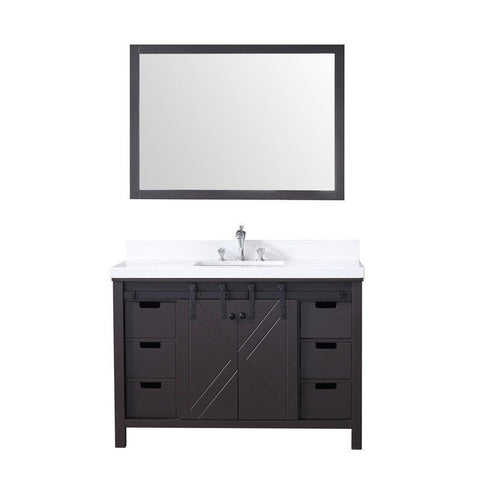 Image of Marsyas 48" Brown Single Vanity | White Quartz Top | White Square Sink and 44" Mirror