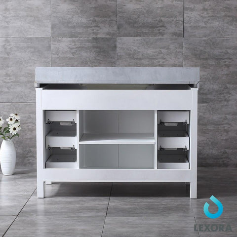 Image of Marsyas 48" White Single Vanity | Grey Quartz Top | White Square Sink and 44" Mirror