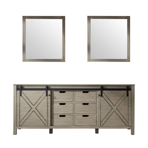 Image of Marsyas 80" Ash Grey Double Vanity | no Top and 30" Mirrors