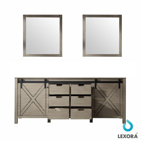 Image of Marsyas 80" Ash Grey Double Vanity | no Top and 30" Mirrors