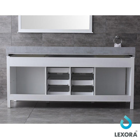 Image of Marsyas 80" White Double Vanity | Grey Quartz Top | White Square Sinks and 30" Mirrors