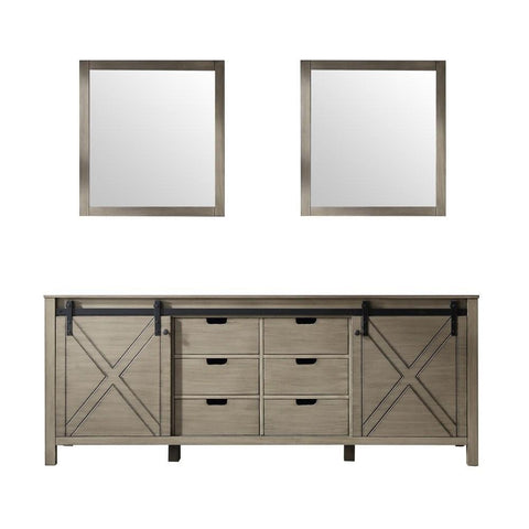Image of Marsyas 84" Ash Grey Double Vanity | no Top and 34" Mirrors