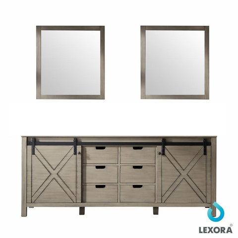Image of Marsyas 84" Ash Grey Double Vanity | no Top and 34" Mirrors