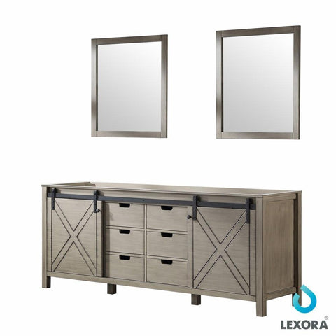 Image of Marsyas 84" Ash Grey Double Vanity | no Top and 34" Mirrors