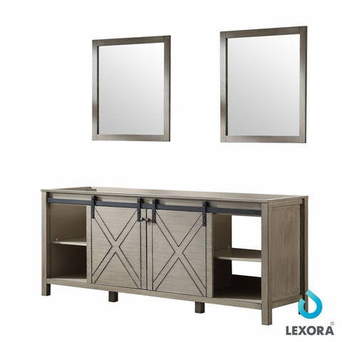 Image of Marsyas 84" Ash Grey Double Vanity | no Top and 34" Mirrors