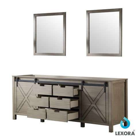 Image of Marsyas 84" Ash Grey Double Vanity | no Top and 34" Mirrors