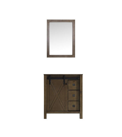 Image of Marsyas Veluti 30" Rustic Brown Single Vanity | no Top and 28" Mirror