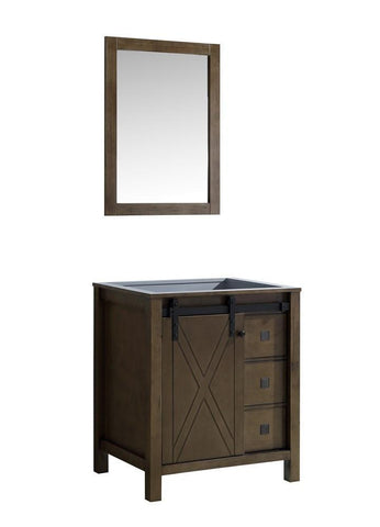 Image of Marsyas Veluti 30" Rustic Brown Single Vanity | no Top and 28" Mirror