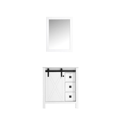 Image of Marsyas Veluti 30" White Single Vanity | no Top and 28" Mirror