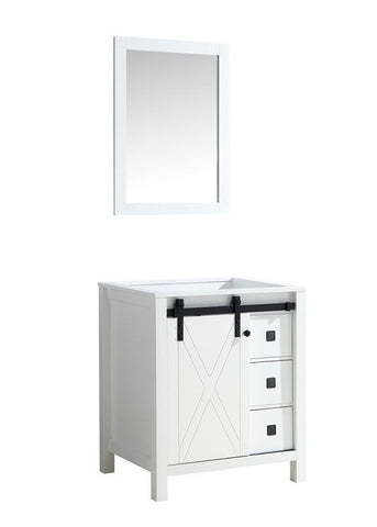 Image of Marsyas Veluti 30" White Single Vanity | no Top and 28" Mirror