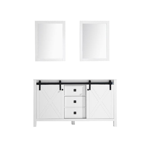 Image of Marsyas Veluti 60" White Double Vanity | no Top and 24" Mirrors