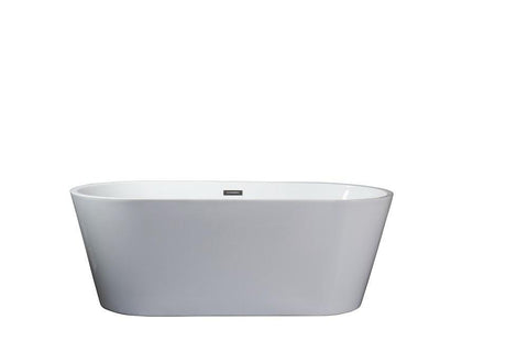 Image of Melina 59" Free Standing Acrylic Vintage Freestanding Bathtub w/ Chrome Drain