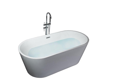 Image of Melina 59" Free Standing Acrylic Vintage Freestanding Bathtub w/ Chrome Drain