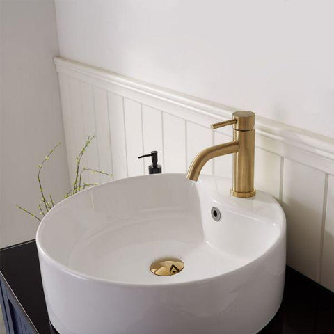 Image of Modena 28” Modern Royal Blue Single Vessel Sink Vanity with Glass Countertop