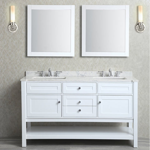 Image of Seacliff by Ariel Mayfield 60" Double Sink Vanity Set in White SC-MAY-60-SWH
