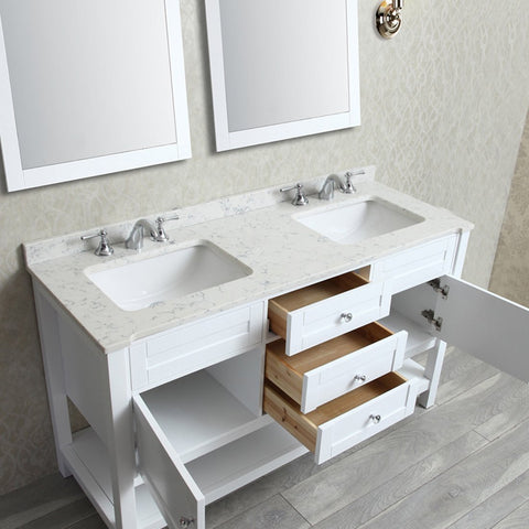 Image of Seacliff by Ariel Mayfield 60" Double Sink Vanity Set in White SC-MAY-60-SWH