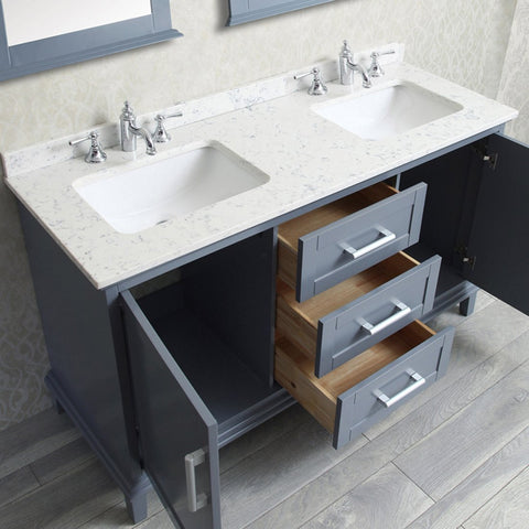 Image of Seacliff by Ariel Nantucket 60" Double Sink Vanity Set in Whale Grey SC-NAN-60-SWG