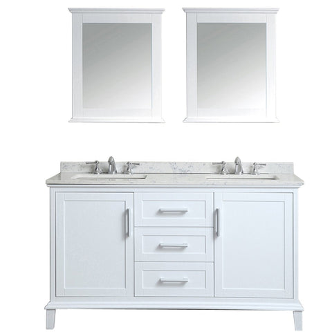 Image of Seacliff by Ariel Nantucket 60" Double Sink Vanity Set in White SC-NAN-60-SWH