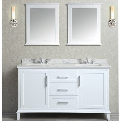 Image of Seacliff by Ariel Nantucket 60" Double Sink Vanity Set in White SC-NAN-60-SWH