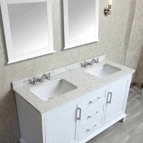 Image of Seacliff by Ariel Nantucket 60" Double Sink Vanity Set in White SC-NAN-60-SWH