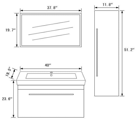 Image of Sink Vanity with Mirror and Side Cabinet- NO FAUCET WT9002