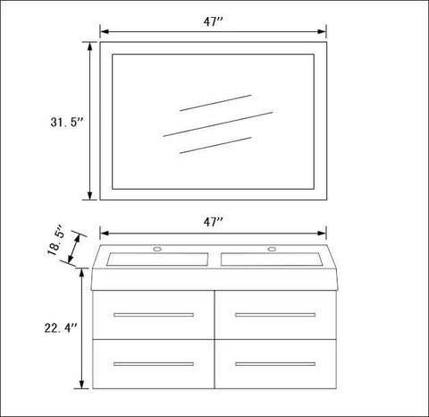 Image of SINK VANITY WITH MIRROR - NO FAUCET WTM8121