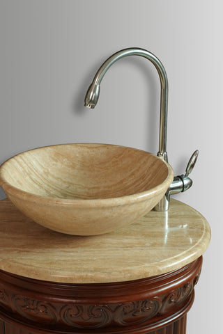 Image of Stufurhome 23 inch Edwina Single Sink Vanity with Travertine Marble Top GM-2211-23-TR