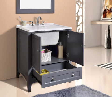 Image of Stufurhome 30 inch Grey Laundry Utility Sink GM-Y01G