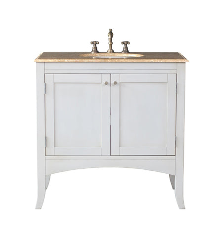 Image of Stufurhome 36 inch Alyssa Single Sink Vanity with Travertine Marble Top and Mirror GM-6119-36-TR