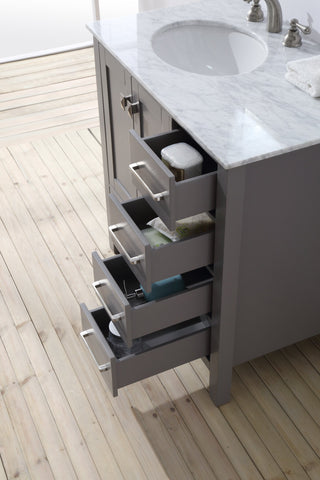 Image of Stufurhome 36 inch Malibu Grey Single Sink Bathroom Vanity with Mirror GM-6412-36GY-CR-M35