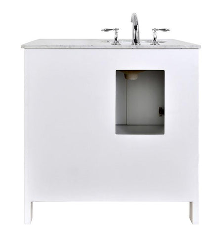 Image of Stufurhome 36 inch Malibu Pure White Single Sink Bathroom Vanity with Mirror GM-6412-36PW-CR-M35