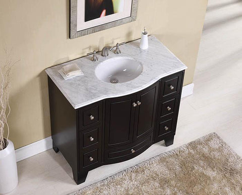 Image of Stufurhome 40 inch Grand Cheswick Espresso Single Sink Vanity with Carrara Marble Top GM-2206-40ES-CR