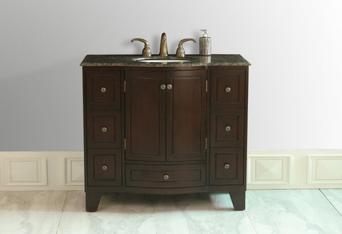 Image of Stufurhome 40 inch Grand Cheswick Single Sink Vanity with Baltic Brown Granite Top GM-2206-40-BB