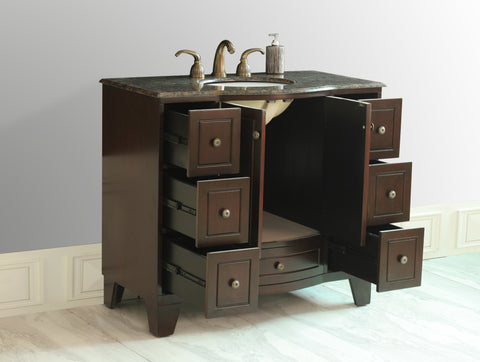 Image of Stufurhome 40 inch Grand Cheswick Single Sink Vanity with Baltic Brown Granite Top GM-2206-40-BB