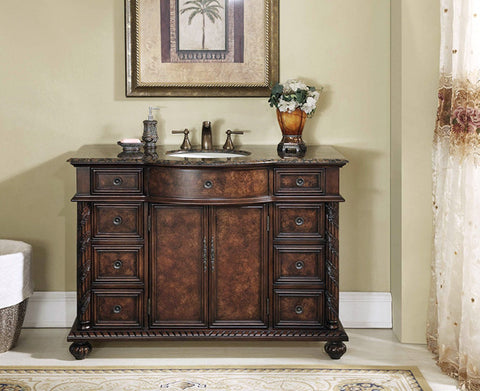 Image of Stufurhome 48 inch Amelia Single Sink Vanity with Baltic Brown Granite Top GM-5116-48-BB
