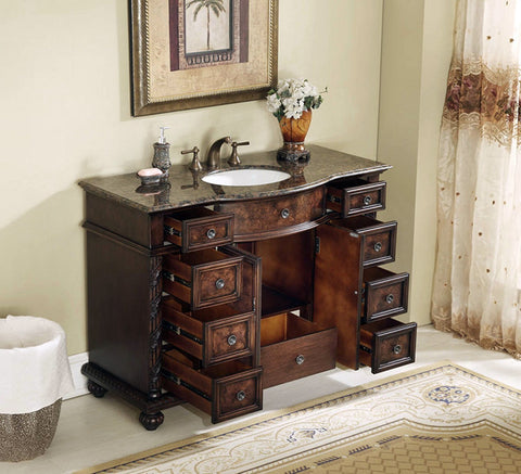 Image of Stufurhome 48 inch Amelia Single Sink Vanity with Baltic Brown Granite Top GM-5116-48-BB