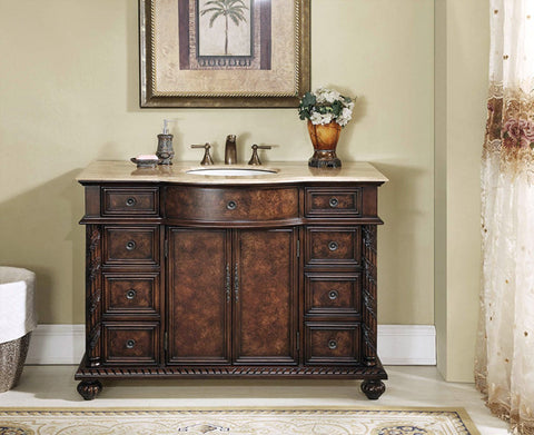 Image of Stufurhome 48 inch Amelia Single Sink Vanity with Travertine Marble Top GM-5116-48-TR