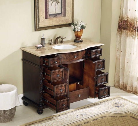 Image of Stufurhome 48 inch Amelia Single Sink Vanity with Travertine Marble Top GM-5116-48-TR