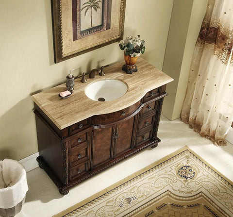 Image of Stufurhome 48 inch Amelia Single Sink Vanity with Travertine Marble Top GM-5116-48-TR
