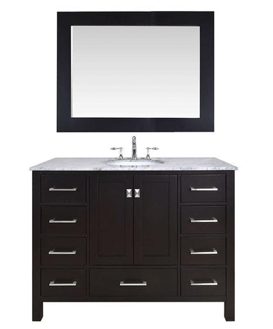 Image of Stufurhome 48 inch Malibu Espresso Single Sink Bathroom Vanity with Mirror GM-6412-48ES-CR-M47