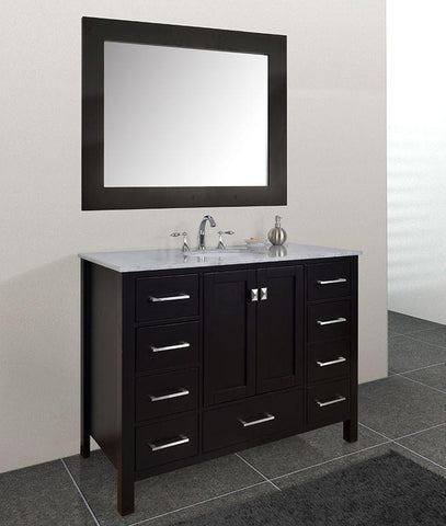 Image of Stufurhome 48 inch Malibu Espresso Single Sink Bathroom Vanity with Mirror GM-6412-48ES-CR-M47