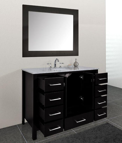 Image of Stufurhome 48 inch Malibu Espresso Single Sink Bathroom Vanity with Mirror GM-6412-48ES-CR-M47