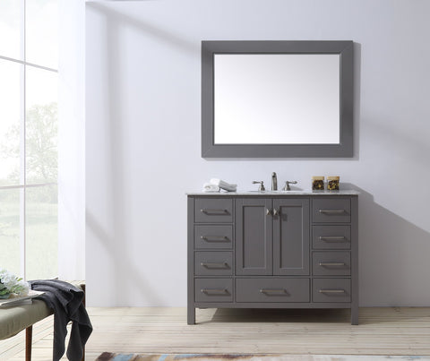 Image of Stufurhome 48 inch Malibu Grey Single Sink Bathroom Vanity with Mirror GM-6412-48GY-CR-M47