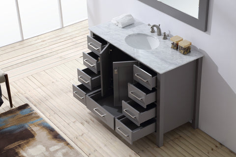 Image of Stufurhome 48 inch Malibu Grey Single Sink Bathroom Vanity with Mirror GM-6412-48GY-CR-M47
