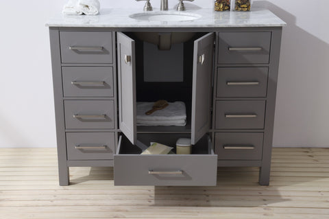 Image of Stufurhome 48 inch Malibu Grey Single Sink Bathroom Vanity with Mirror GM-6412-48GY-CR-M47