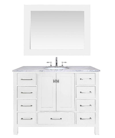 Image of Stufurhome 48 inch Malibu Pure White Single Sink Bathroom Vanity with Mirror GM-6412-48PW-CR-M47