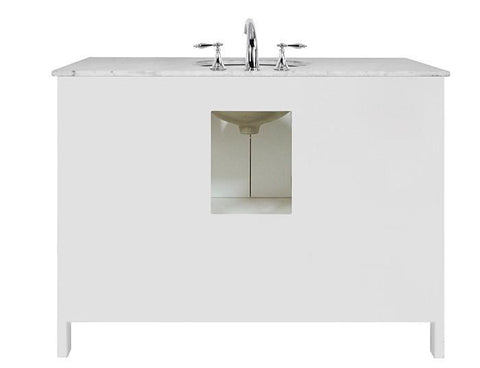 Image of Stufurhome 48 inch Malibu Pure White Single Sink Bathroom Vanity with Mirror GM-6412-48PW-CR-M47
