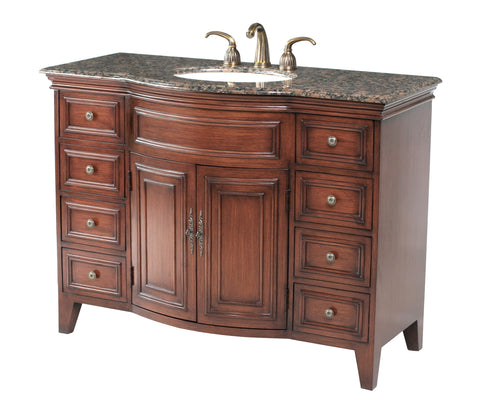 Image of Stufurhome 48 inch Yorktown Single Sink Vanity with Baltic Brown Granite Top GM-5115-48-BB