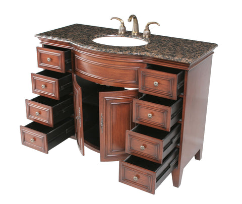 Image of Stufurhome 48 inch Yorktown Single Sink Vanity with Baltic Brown Granite Top GM-5115-48-BB