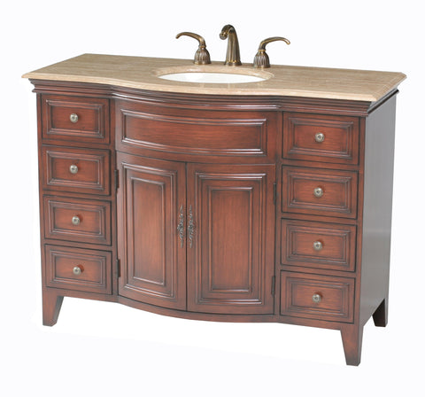 Image of Stufurhome 48 inch Yorktown Single Sink Vanity with Travertine Marble Top GM-5115-48-TR
